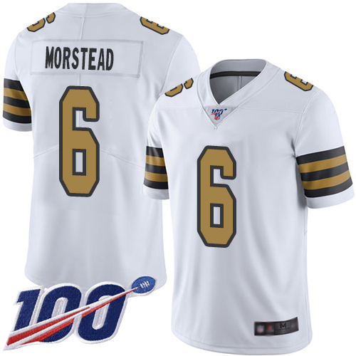 Men New Orleans Saints Limited White Thomas Morstead Jersey NFL Football 6 100th Season Rush Vapor Untouchable Jersey